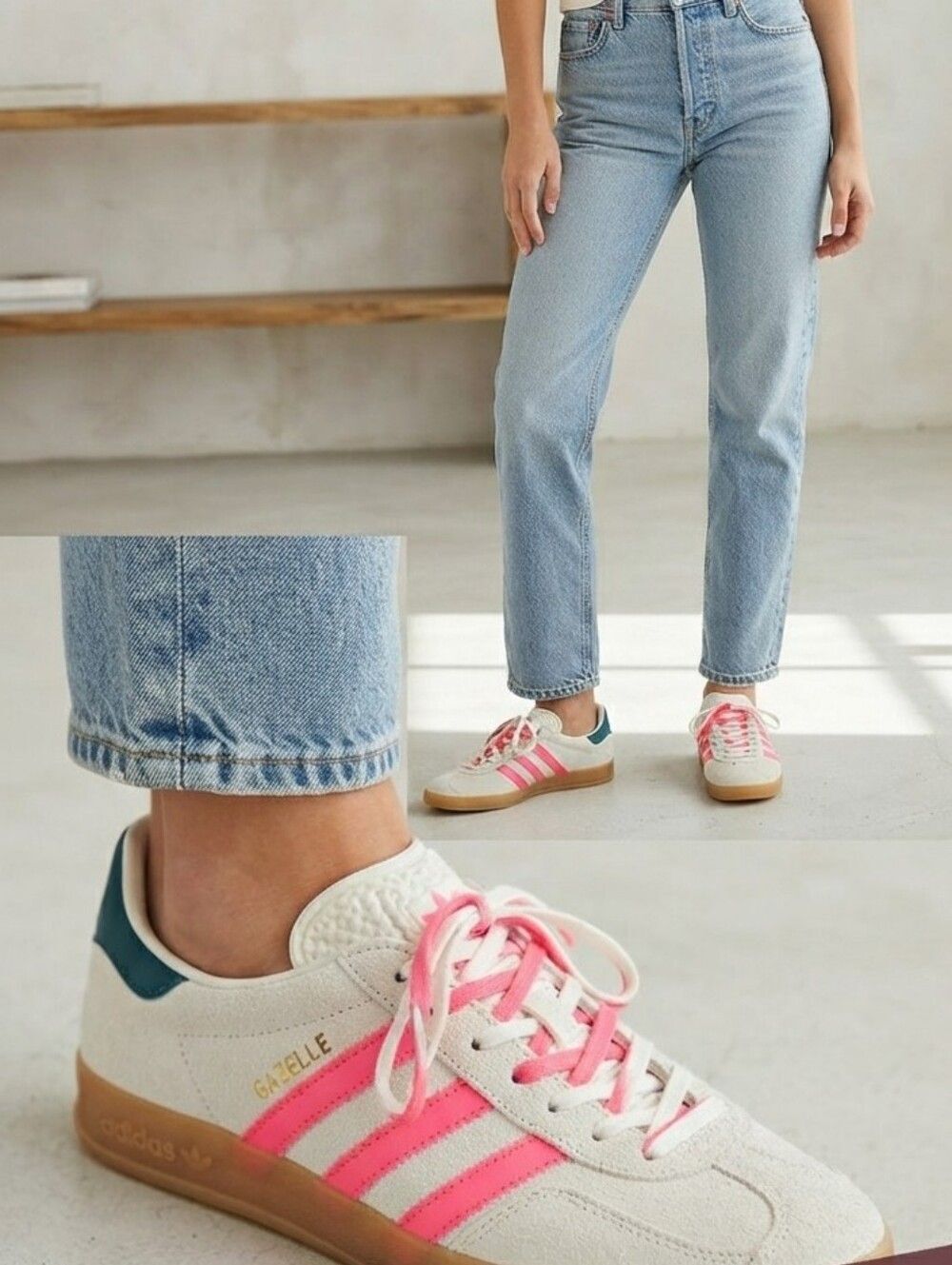 Adidas Gazelle Indoor Off White Lucid Pink/ Gum Size 8 Women Sneakers JQ1096 NWT